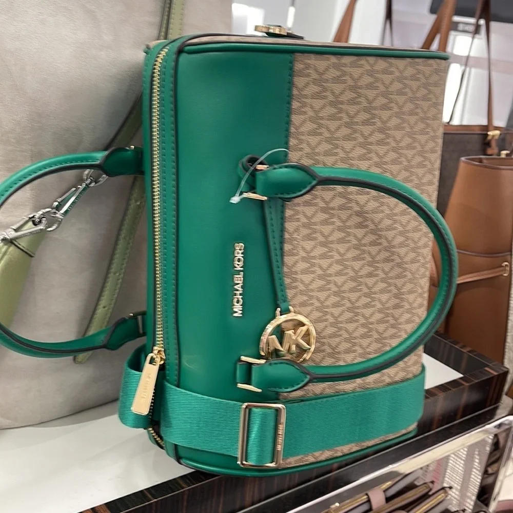 Michael Kors med Duffel Travel - Leather/Coated PALMETTO GREEN MD DUFFLE